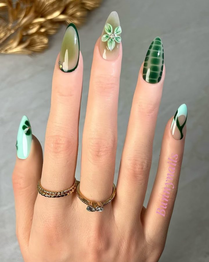 Emerald Bloom Marble Set